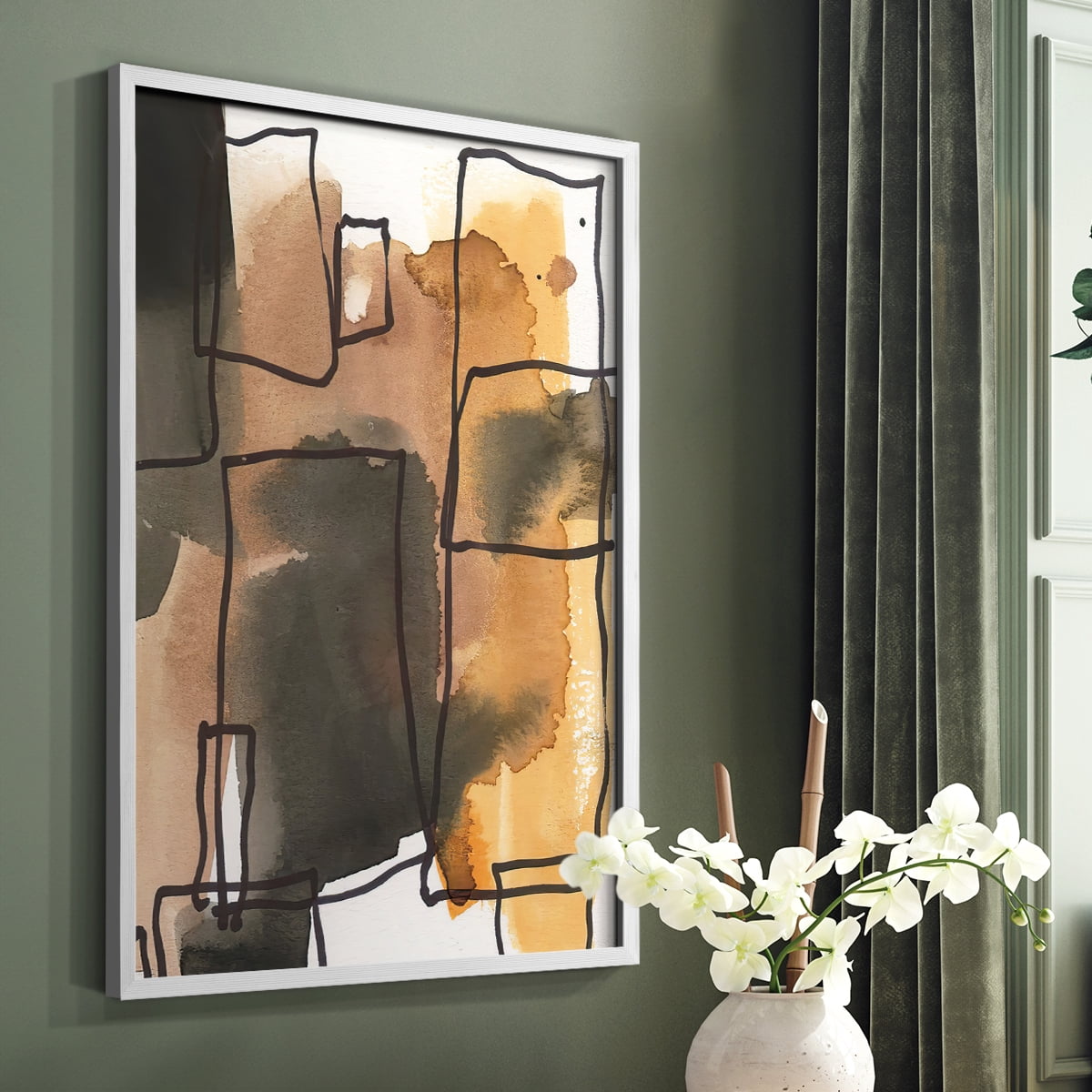 Retro Vibe I in White Solid Wood 8 x 10 Framed Print