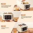 thumbnail image 3 of Mecity 4-Slice Touchscreen Toaster, Retro Stainless Steel Wide Slots Toaster, 6 Browning Settings, Large Digital Display, 120V 1650W, Cream Color, 3 of 7