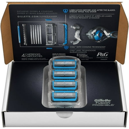 Gillette Fusion ProShield Chill Razor Blade Refills, 4 count