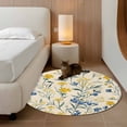 thumbnail image 2 of Round Rugs 3Ft, Seasonal Botanical Blooms Round Area Rug Washable Indoor Throw Carpet, Blue Yellow Flowers Small Non Slip Circle Rug for Bedroom Living Room Home Decor Aesthetic, 2 of 8