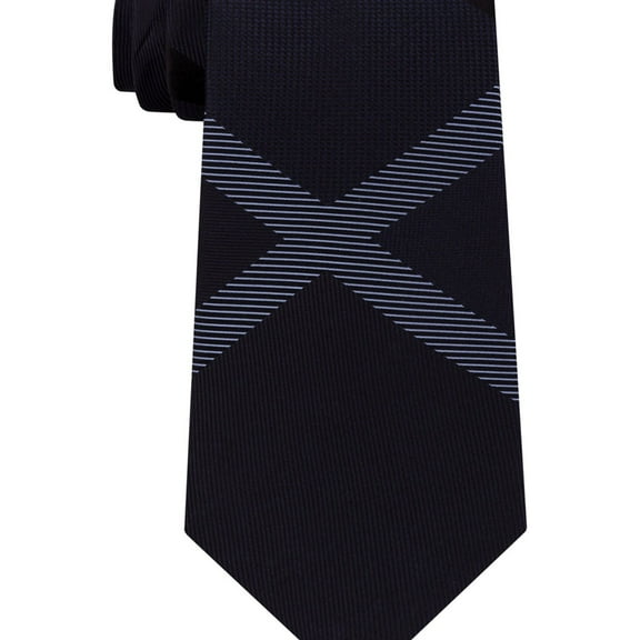 Kenneth Cole Mens Cross Panel Self-tied Necktie, Blue, One Size