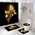 3D Rose Flower Shower Curtain Set NonSlip Rugs Bath Mat Toilet Lid
