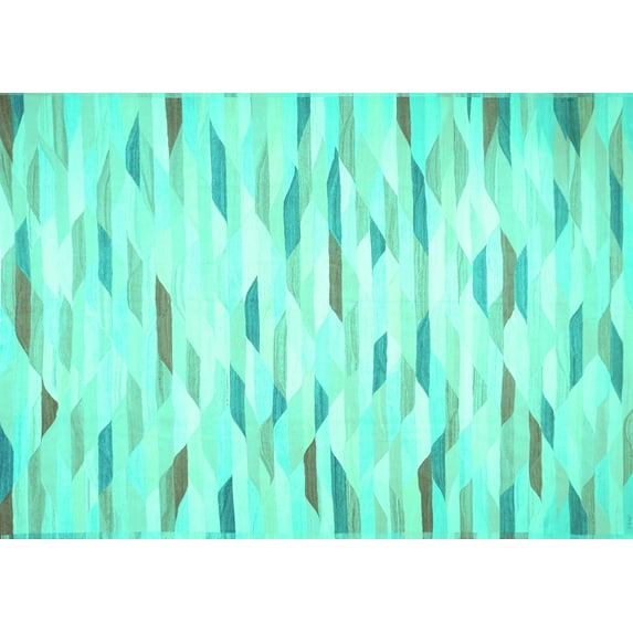 Ahgly Company Indoor Rectangle Solid Turquoise Blue Modern Area Rugs, 2' x 5'