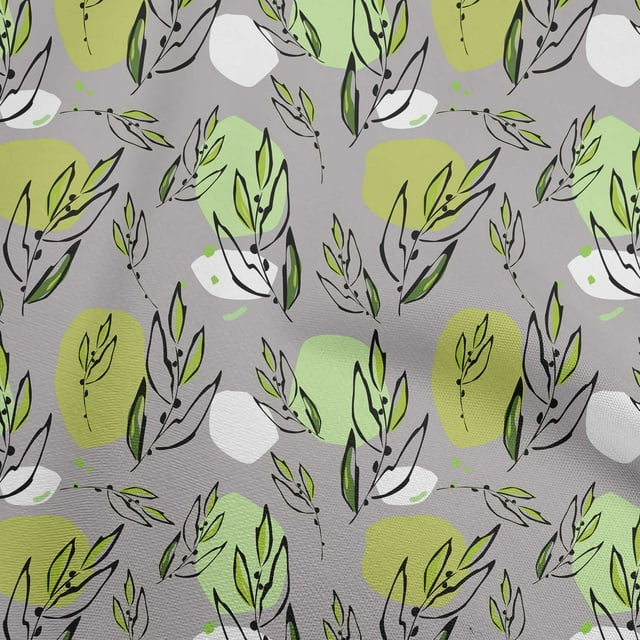 oneOone Silk Tabby Gray2 Fabric Leaves Craft Projects Decor Fabric Printed By The Yard 42 Inch Wide