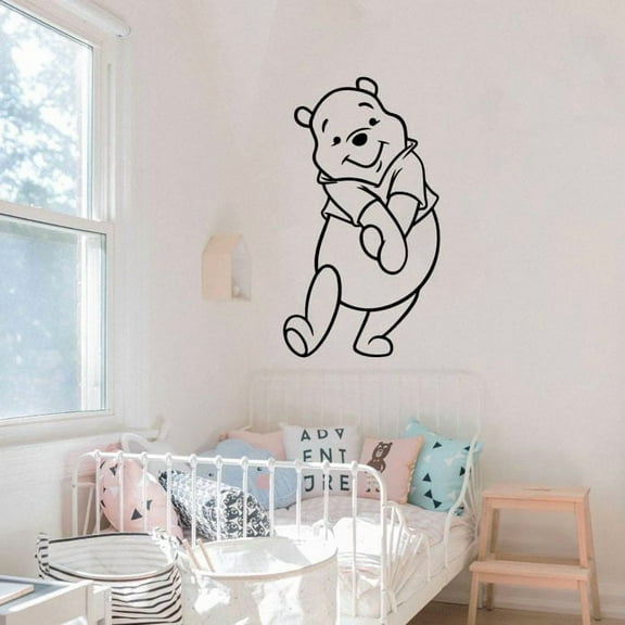 Cute Winnie The Pooh Pooh Bear Pooh Adventures Cute Adorable Silhouette Vinyl Sticker Wall Art Decoration Decal For Kids Baby Girl Baby Boy Room Home Room Wall Sticker Decorations Size (8x10 inch)