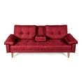 thumbnail image 2 of Sofá Cama De Lino Rojo Modelo Hendrix Makora Con Portavasos, 2 of 9