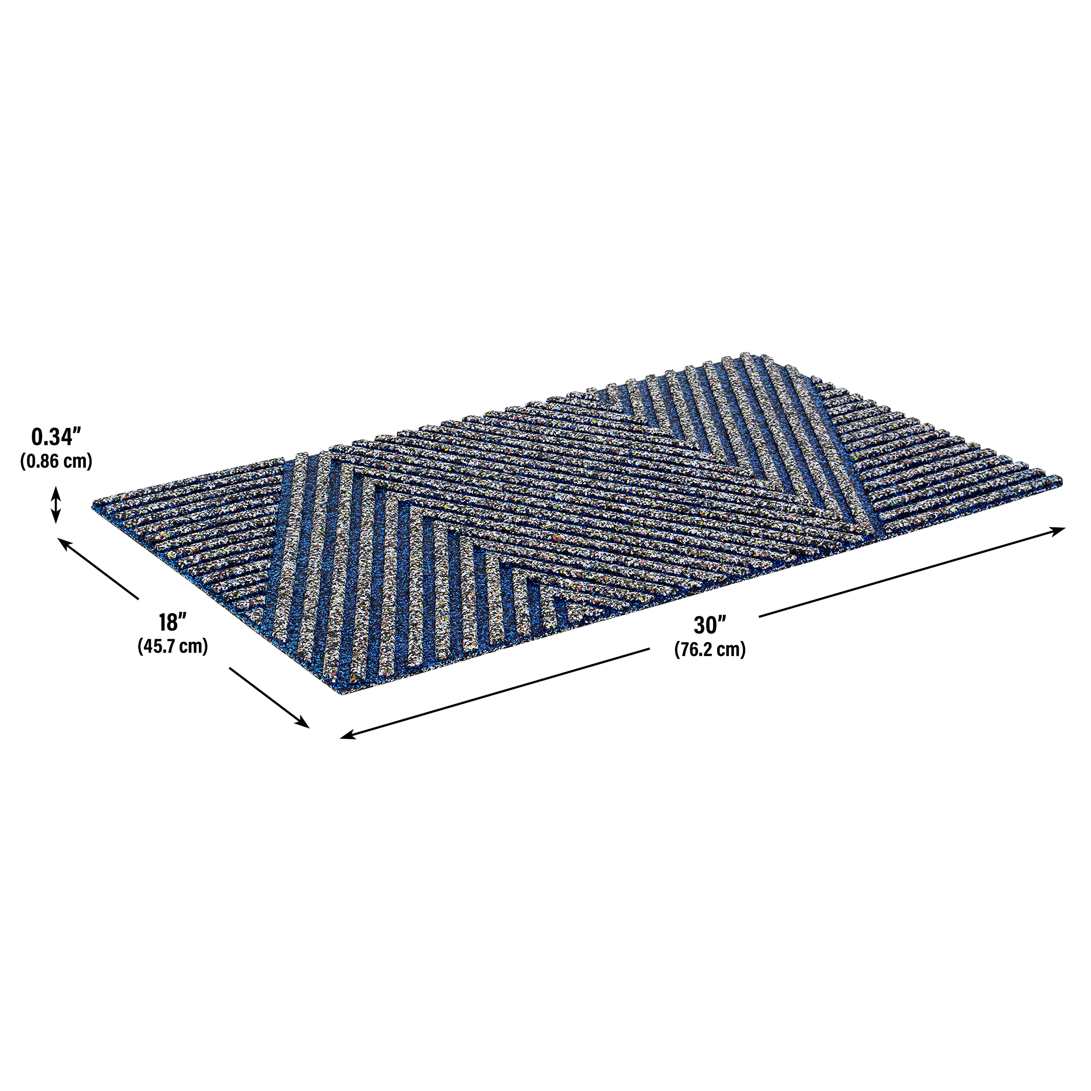 Apache Mills Blue Peaks and Valleys Endurance Outdoor Rubber Doormat made with Nike Grind, 18" x 30"