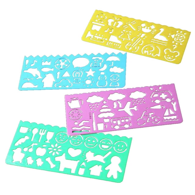 ziyahi 4pcs/set Cartoon DIY Painting Rulers Child Drafting Drawing Template Plastic Manual Board Ruler Random Color