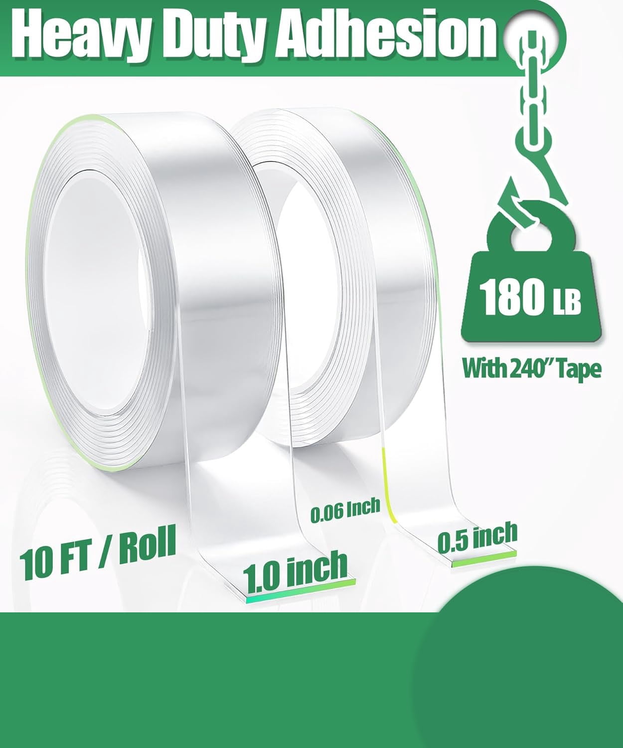Heavy Duty Double Sided Tape Removable 240” - Waterproof Nano Wall Mounting Adhesive