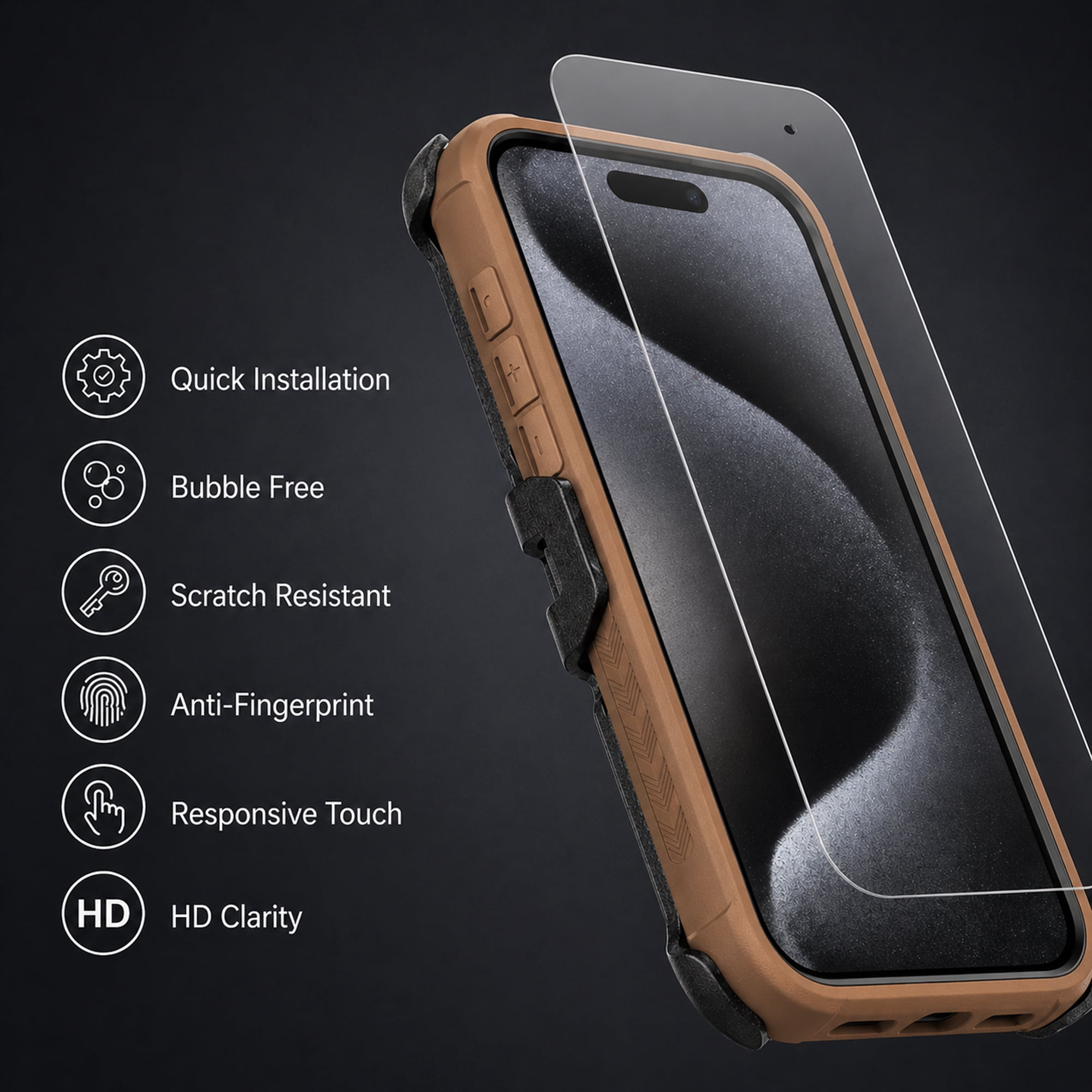 Hybrid Rugged Case with Detachable Belt Clip Holster and Tempered Glass Screen Protector, Magnetic Charging-Compatible, Gray, Compatible with iPhone 17