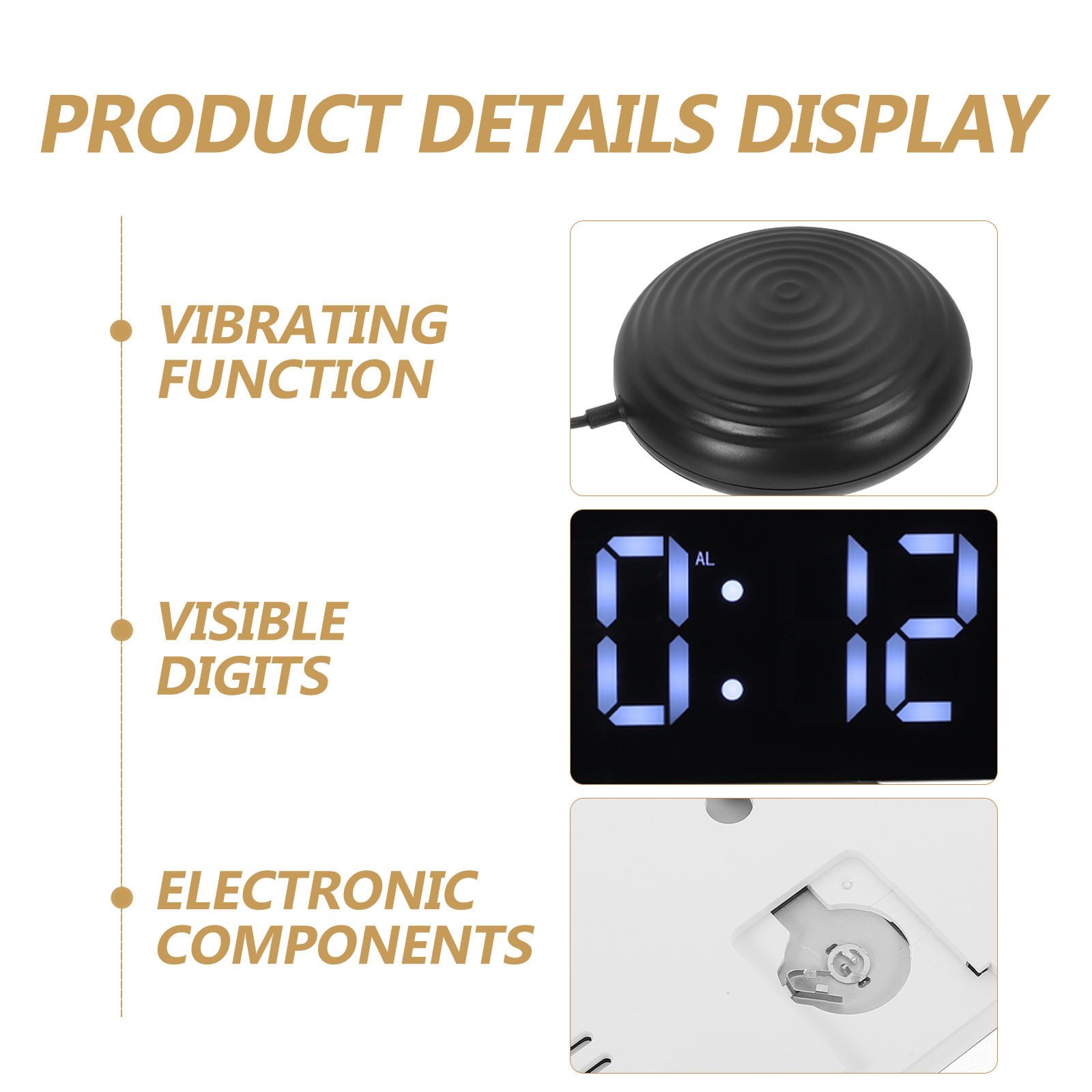 AURARMLET Loud Vibrating Alarm Clock with Clear Digits for Bedroom and Office