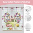 thumbnail image 3 of Swag Curtains Valances for Windows, Happy Easter Short Kitchen Window Curtains Over Sink, Spring Tulips Eggs Daisy Floral Cafe Curtains Panel Set Of 2,Rod Pocket, 36 Inches Length Color Plaid, 3 of 9