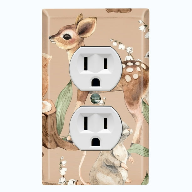 Metal Light Switch Plate Cover Cute Forest Animals Squirrel Mouse ANM015 - Metal Light Switch Plate Cover Cute Forest Animals Squirrel Mouse ANM015 -