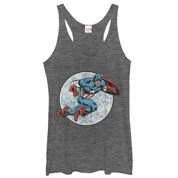 Women's Marvel Captain America Battle  Racerback Tank Top Gray Heather Medium