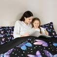 thumbnail image 5 of jejeloiu Cartoon Butterflies Bedding Comforter Set,Cute Stars Print Twin Comforter Sets,Purple Blue Black Bedding Set For Girls Kids,Luxury Bedroom Decor Reversible,2-Piece, 5 of 8