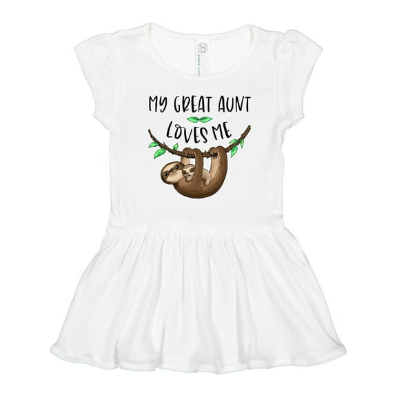 Inktastic My Great Aunt Loves Me Cute Sloth and Baby Girls Toddler Dress