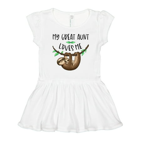 

Inktastic My Great Aunt Loves Me Cute Sloth and Baby Gift Toddler Girl Dress