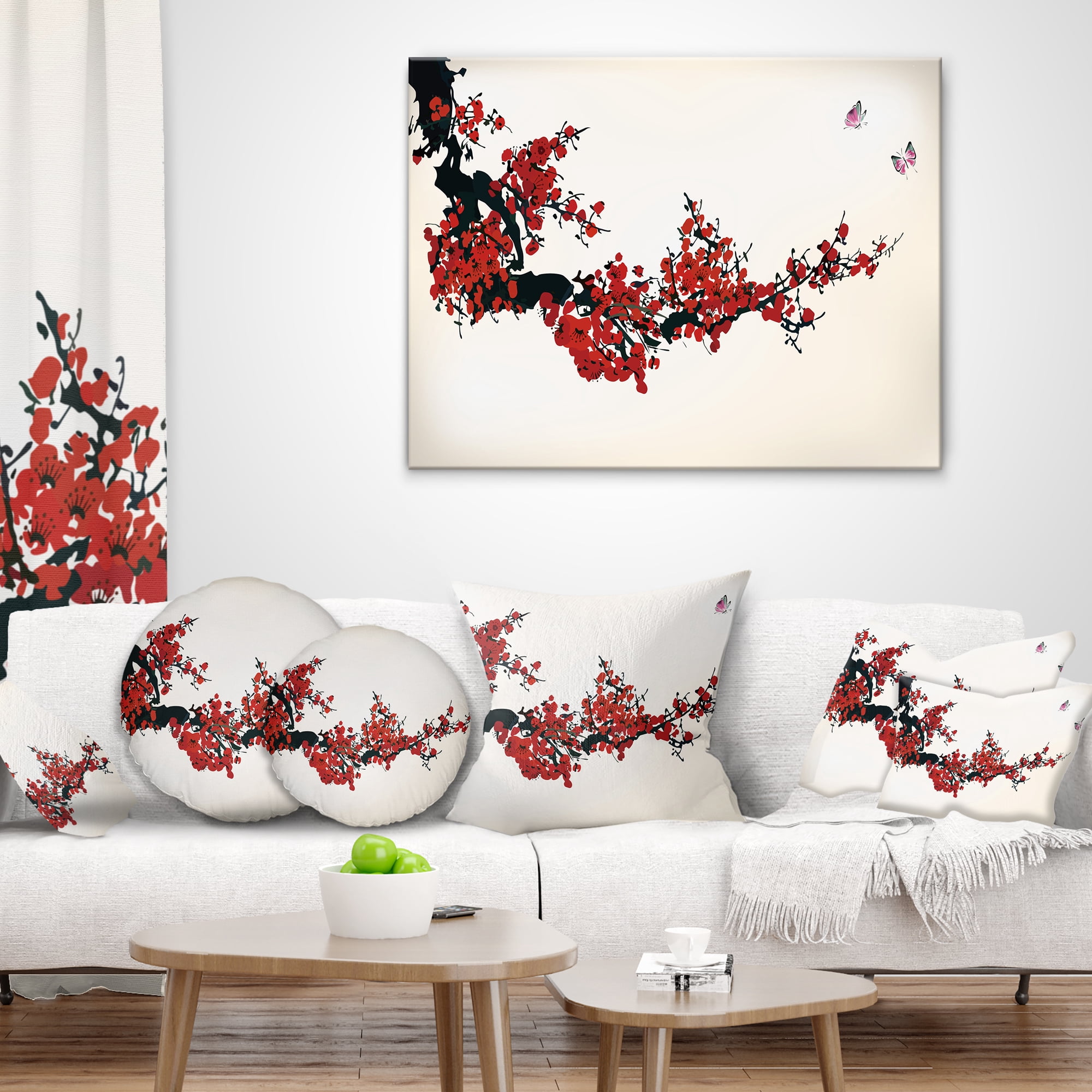Designart Floral Winter Sweet - Floral Throw Pillow - 18x18
