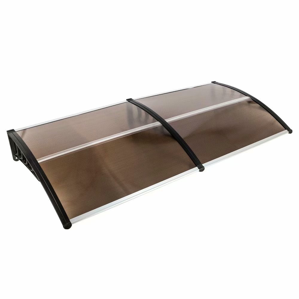 TOPINCN 1M1M Outdoor Window Door Awning Canopy Patio UV Rain Snow Sun Shield Cover Transparent Board Grey Support