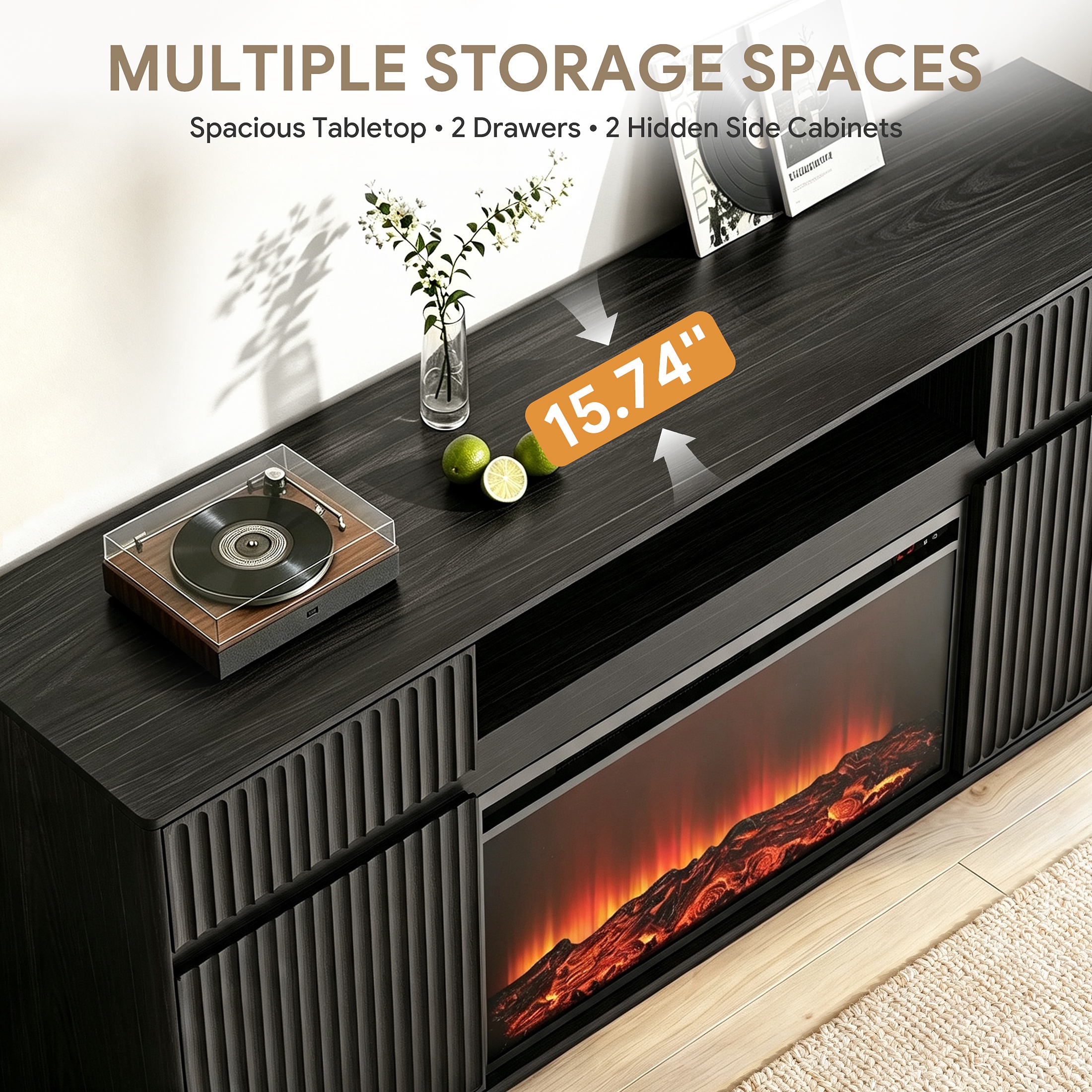 Sesslife Fireplace TV Stand with 30" Electric Fireplace for 70" TV photo 6
