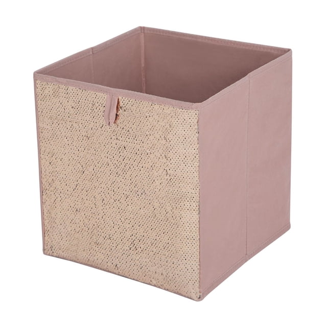 Mainstays Storage Cube Fabric Basket Bin - Foldable, Great for Nursery, Playroom, Closet, Home Organization