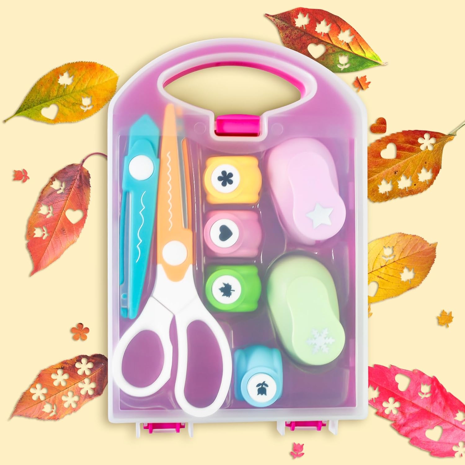 Creative DIY Puncher Craft Set, Craft Hole Punch Shapes Set, Craft Scissors Set Hole Punch Shape Cutters for Crafts, Shape Cutters for Crafts,Leaf, Butterfly, Star Heart Flower Punchers(1Pcs)