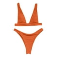 thumbnail image 5 of MIXUE Swim Suits for Women Solid Color Two Piece Bikini Sets for Women Swimwears Bathing Suits,Orange,S, 5 of 5