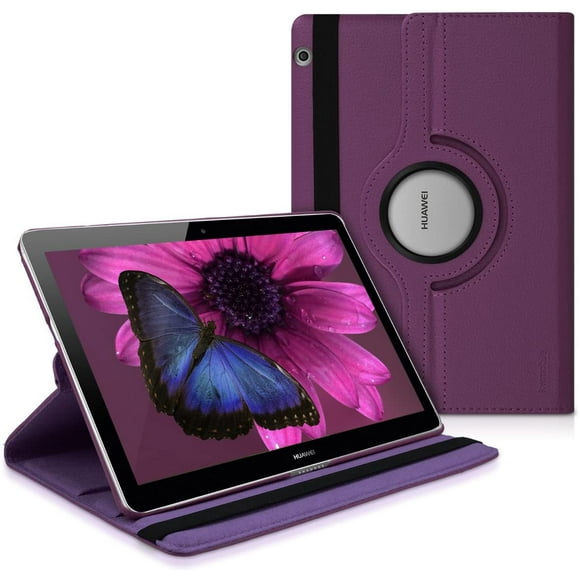 kwmobile Rotating Case Compatible with Huawei MediaPad T3 10 - Case PU Leather Tablet Cover with Stand - Violet
