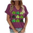 thumbnail image 2 of Uootdi St Patricks Day T Shirts for Women Cute V-Neck Short Sleeve Festival Gift Tops Lucky Irish Shamrock Clover Print Graphic Short Sleeve Tees Gift, 2 of 4