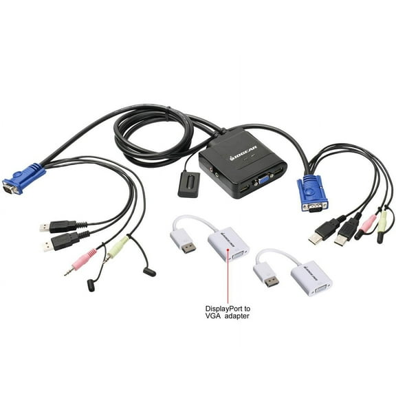 IOGEAR GCS72DPKIT 2-Port VGA and DisplayPort Cable KVM Kit with Audio