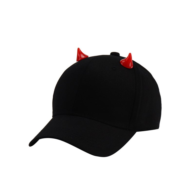 Black Cap FACT×Deviluse(Black) Nokiwiqis Women Men Halloween Baseball Cap, Devil/Tusks