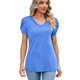 thumbnail image 1 of Gibobby Playera de manga corta con cuello en V Camiseta suelta informal con cuello en V para mujer, blusa manga corta con estampado(Azul,CH), 1 of 4