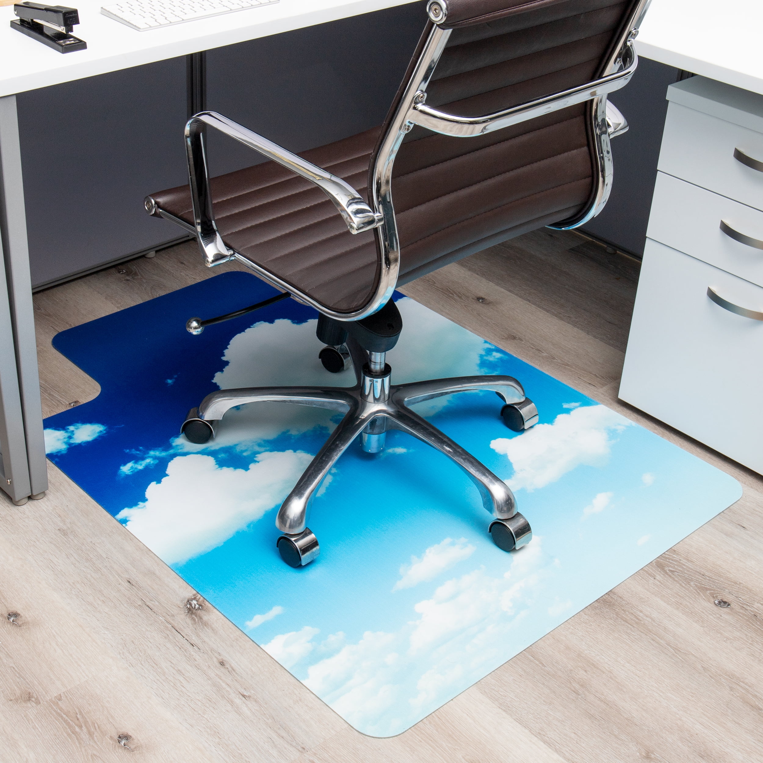 Mind Reader Office Chair Mat for Hardwood Floors, Polycarbonate, 47.25"L x 35.5"W x 0.125"H, Blue