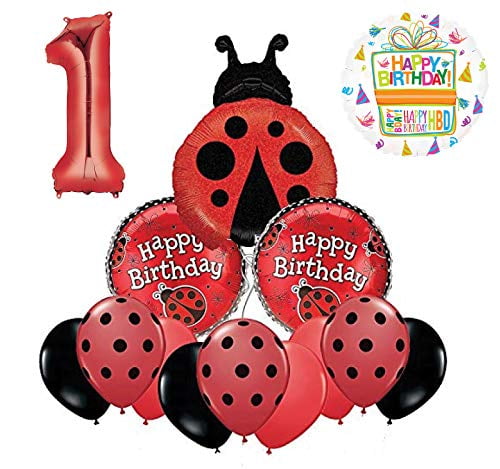 Includes Gift Bag Balloons Table Cloth Plates Cupcake and Banner 106 PCS Ladybug Birthday Party Supplies Decorations Favors Set
