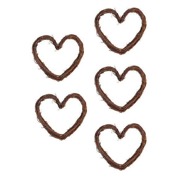 USHOBE 5Pcs Heart Shaped Wreath Forms Rattan For Indoor And Outdoor Decor