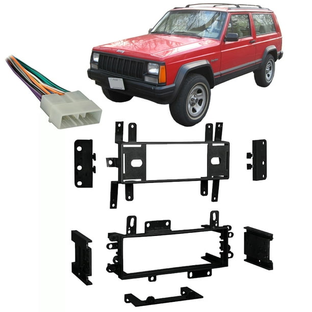 Jeep Cherokee Single DIN Stereo Harness Radio Install Dash Kit -