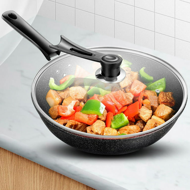 Alexsix Frying Pan with Lid Non-Stick Granite Small Frying Pan Wok  Multifunctional Easy to Clean for Kitchen(Pot And Lid,32) 