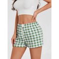 thumbnail image 4 of Argulvti Women's Summer Plaid Pajama Shorts Elastane Elastic Band Wide Leg Loose Fit Lounge Shorts, 4 of 7