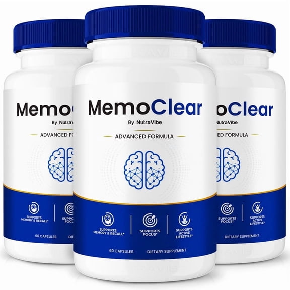 (3 Pack) MemoClear Pills – Daily Formula with a Natural Blend to Help Maintain Focus, Memory & Concentration | Clean, Gentle, Easy-to-Swallow Capsules for Everyday Sharpness (180 Capsules)