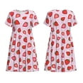 thumbnail image 3 of Bixox Women's Short Sleeve Summer Dress Loose Swing Knee Length Dresses with Pockets-Hand Drawn Strawberry, 3 of 7