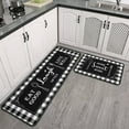 thumbnail image 2 of 2 Piece Buffalo Plaid Black and White Kitchen Rug Set, Home Kitchen Sink Rugs and Mats Non Skid Washable Absorbent Microfiber Kitchen Floor Carpet 17" x 47"+17" x 30", 2 of 6