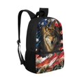 thumbnail image 2 of Uourmeti Distressed American Flag with Wolf Print Backpack for Men, 17 Inch Soft Durable School Backpack for Travel Work, 2 of 6