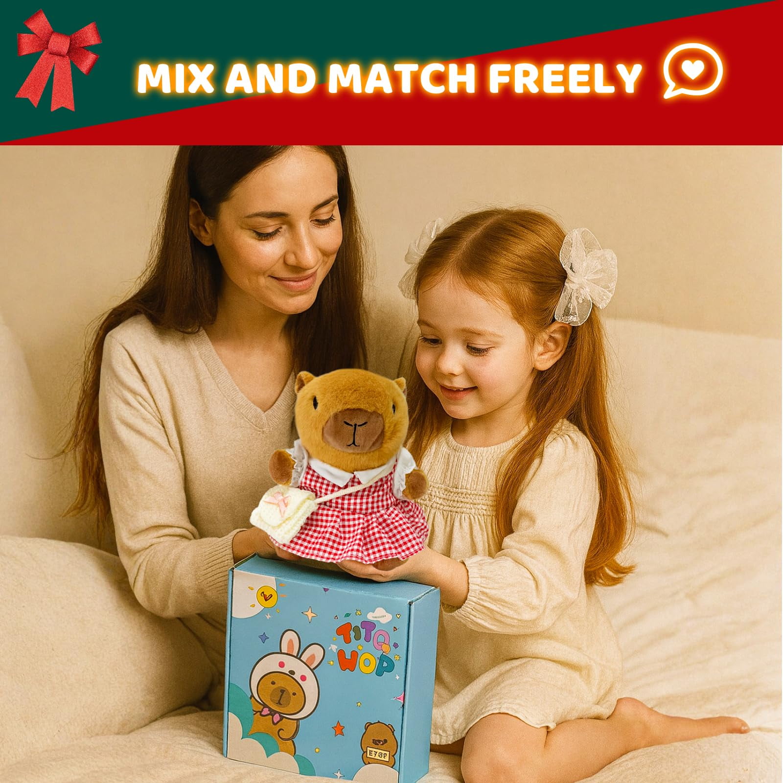 YSZZYSM Capybara Plush Set with 9 Dress-Up Pieces, Stuffed Animal Toy with Outfits & Accessories for Kids Girls Ages 3-7