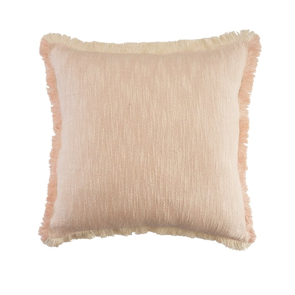 Woven Paths Bennett 20" x 20" Fringed Light Pink Cotton Adult Decorative Throw Pillow