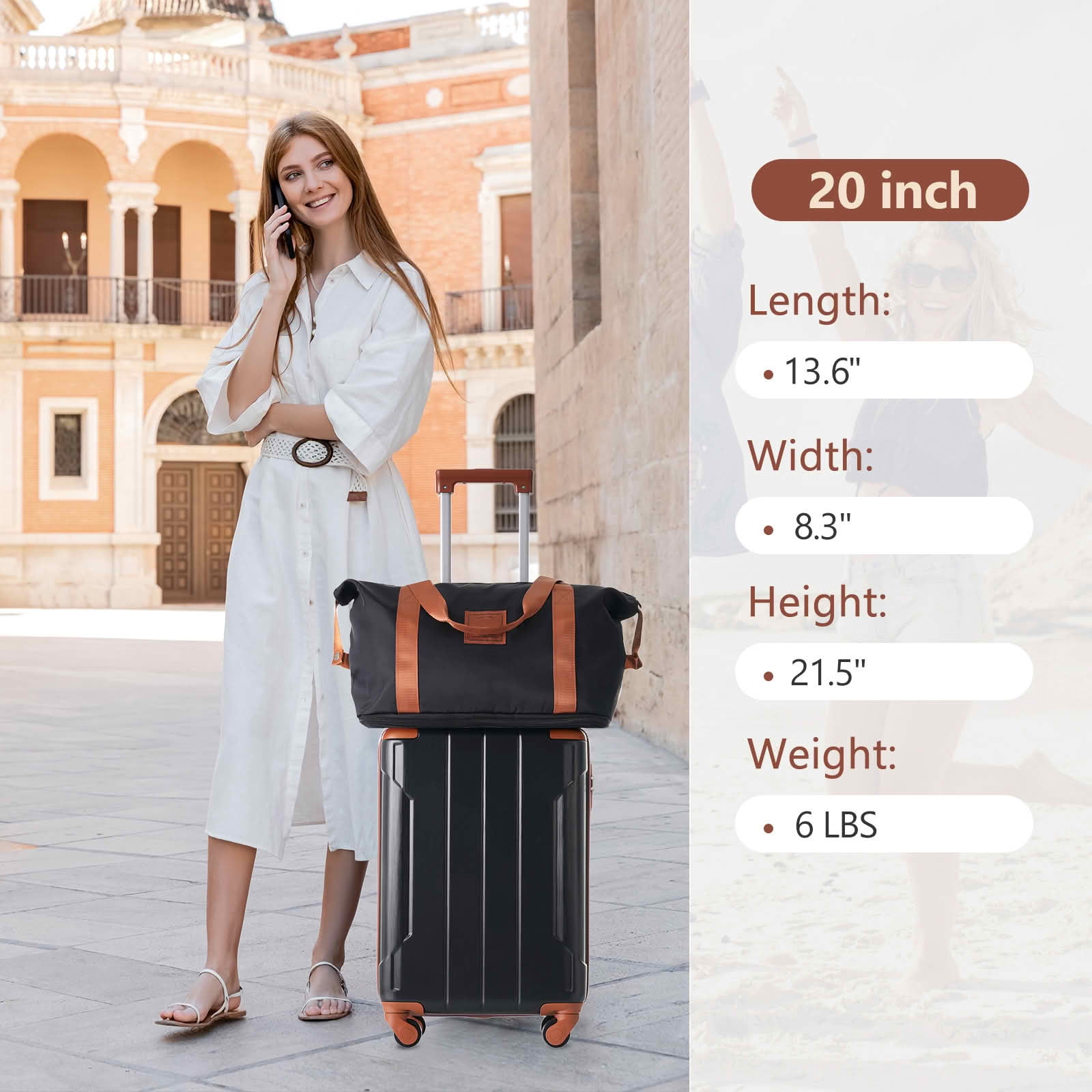 MAYEERTY 3 Piece 20 Inch Carry On Luggage Set, Lightweight ABS Hardshell Suitcase with Spinner Wheels for Weekend Getaways and Business Travel