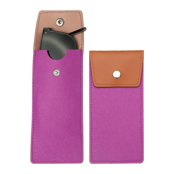 Uxcell 2 Pack Portable Felt Glasses Case, Soft Slip-in Pouch Case, Eyeglasses Bag Sunglasses Storage Pouch for Men and Women (Snap Style, Purple)