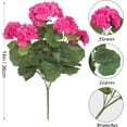 thumbnail image 2 of 3 Pcs 14'' Artificial Geranium Silk Flower Outdoor UV Resistant Garden Plants Bush Faux Flowers for Home Wedding Kitchen Table Centerpieces Decor (Rose Red), 2 of 7