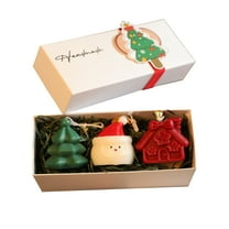 Uutvmp 3 Pcs Christmas Scented Candle Gift Box Set, Christmas Taper Candles Tree Glove Gingerbread Man, Home Table Holiday Decorations