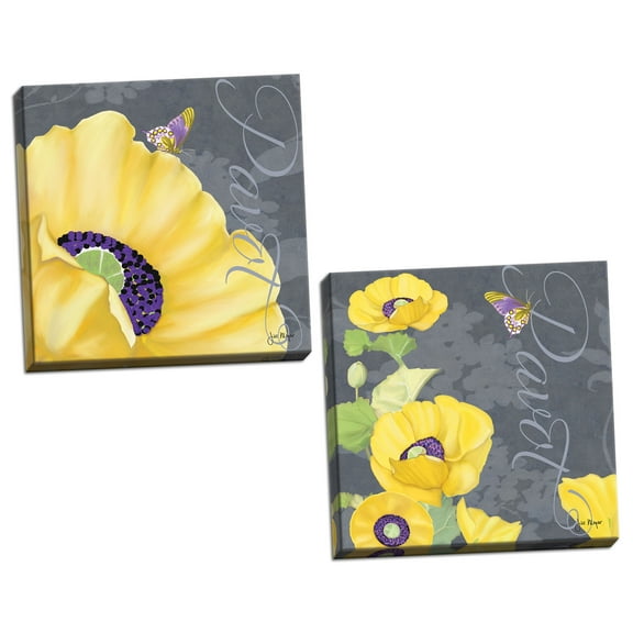 Gango Home Decor Modern Pavot I & II by Jill Meyer (Ready to Hang); Two 12x12in Hand-Stretched Canvases