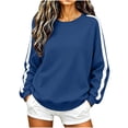 thumbnail image 2 of Womens Sweatshirts Crewneck Side Stripe Relaxed Fit Pullover Lightweight Long Sleeve Casual Fall Winter Top, 2 of 8